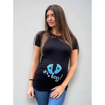 Mama L'amour Vtipné těhotenské tričko It's a boy černé Velikost: M