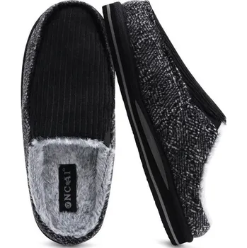 Dívčí zimní obuv Pánské pohodlné kožešinové pantofle ONCAI, bavlněné pruhy, manšestr, vlna, domácí pantofle s