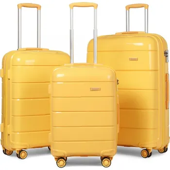 Kono K1997L Sada 3 kufry spinner 55cm 65cm 74cm Žlutý Polypropylen