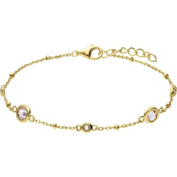 Náramek Lucardi dámský stříbrný pozlacený náramek se zirkonem 20 cm