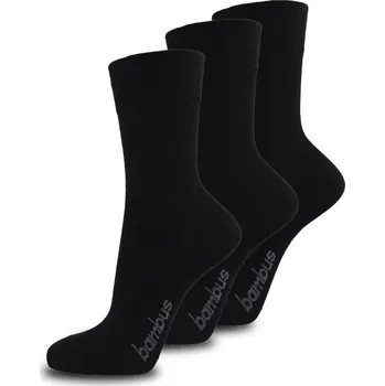 Dámské ponožky 3 PÁRY Černé bambusové klasické ponožky - prodyšné a antibakteriální Vyberte velikost: 43 - 45