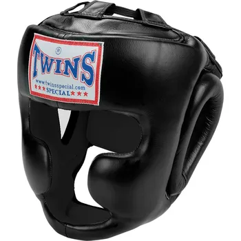 Chránič hlavy na box a bojový sport Přilba Twins s lícnicemi - černá, HGL-3 M