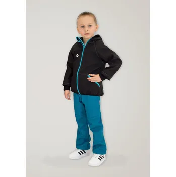 Chlapecká bunda Kocour Mourek Bunda softshellová ČERNÁ S MODROU s fleecem Velikost 98/104