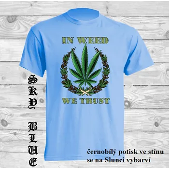 Chlapecké tričko detske-bavlnene_tricko_uv_potisk_cannabis_konopi Barva: Sky blue - nebesky modrá, velikost: 164