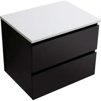 Koupelnový nábytek CERANO - Koupelnová skříňka Carole s deskou pod umyvadlo z litého mramoru Elanys - 12 mm - černá matná - 60x49,8x46,5 cm