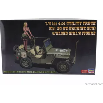 Hasegawa Jeep Willys Mb U.s 1/4 Ton 4x4 Military Utility Truck Machine Gun With Blond Girl Figure 1942 1:24 /