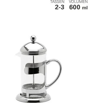 Konvice na čaj WEIS Kafetérie french press nerez / borosilikátové sklo 600 ml