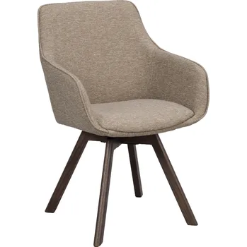 Jídelní židle Tmavě béžová otočná jídelní židle ROWICO ALISON s hnědou podnoží