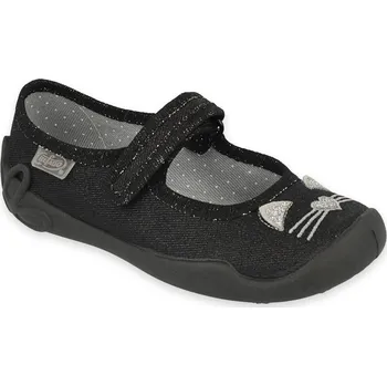 Dívčí bačkory Balerínky bačkůrky papučky Befado Blanca 114X450 černé s kočičkou blýskavé velikost: 28