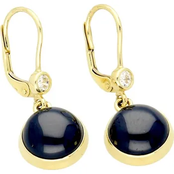 Náušnice Goldstore Zlaté náušnice černé onyxy a zirkony Váha: 5.60 g