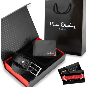 Peněženka Pierre Cardin Dárková sada černá peněženka + opasek (130 cm) + taška č