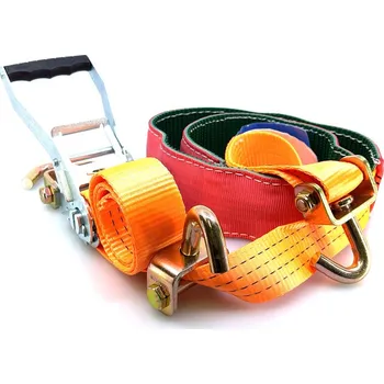 Upínací popruh 50E-2-DR-CLH-CLH-03.00-S - Pás pro přepravu vozidel 4t s jednoduchými otočnými háky a ochranou ARB, VDI 2700 8.1, Vyberte variantu ráčny s otočným hákem CLH, Barva oranžová