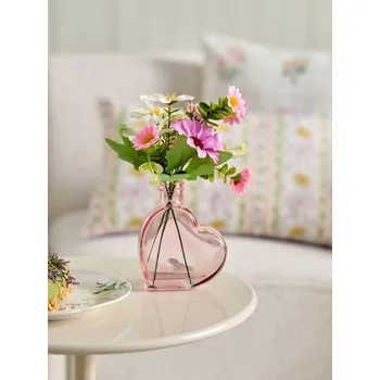 Váza Sinsay - Skleněná váza ve tvaru srdce s květinami - pastelová růžová - 308IN-03X - 308IN-03X-ONE