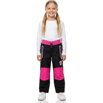 Dívčí kalhoty ZATEPLENÉ DÍVČÍ SOFTSHEL KALHOTY S JEDNOROŽCEM NOVINKA Barva: Černorůžové, Velikost: 128