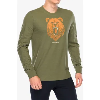 Pánská mikina Mikina bez kapuce Smartwool Geometric Bear Long Sleeve Graphic Tee - winter moss