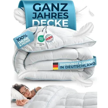 přikrývka Přikrývka Glückstoff® z peří a prachového peří 135x200cm [Certifikováno v Německu] - Přikrývka z