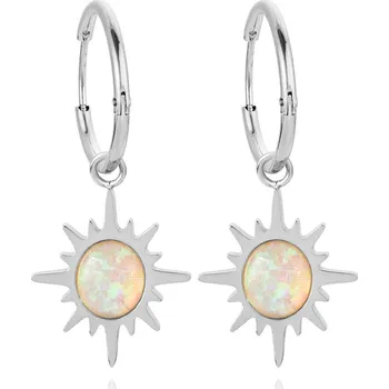 Módní doplněk Troli Ocelové náušnice s bílými syntetickými opály 2v1 + 2 měsíce na vrácení zboží