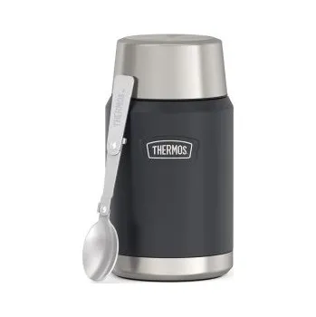 Termoska Thermos Icon 710 ml se skládací lžící a šálkem granite (žulová) Černá termoska na jídlo + DÁREK DLE VÝBĚRU!