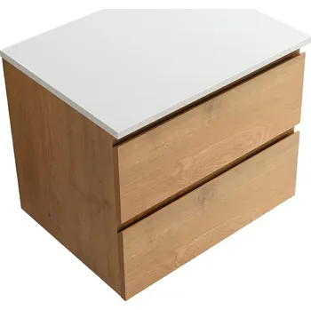 Koupelnový nábytek CERANO - Koupelnová skříňka Carole s deskou pod umyvadlo z litého mramoru Elanys - 12 mm - dub medový - 70x49,8x46,5 cm