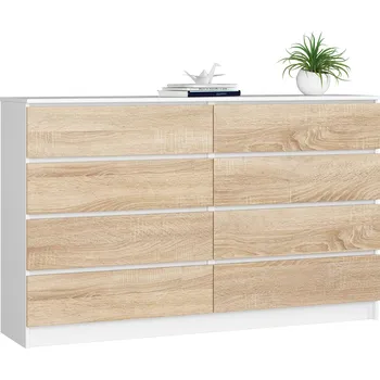 Komoda Komoda Kuba 160 cm 8 šuplíků bílá/dub sonoma