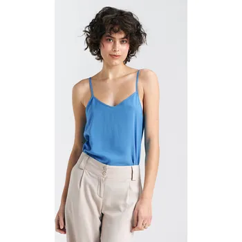 Basic halenka s tenkými ramínky B163 Barva: Modrá, Velikost: S