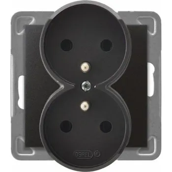 Elektrická zásuvka Ospel Impression dvojitá zásuvka s uzemněním antracit (GP-2YRZ/m/50)