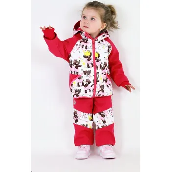 Chlapecká bunda Kocour Mourek Bunda softshellová MEDVÍDCI s růžovou s fleecem Velikost 122/128