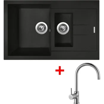 Granitový dřez Set Sinks Amanda 780.1 Metalblack + Vitalia
