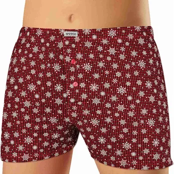 Pánské spodní prádlo Andrie bavlněné trenky se zimním motivem PS 5846 červené velikost L-50/52