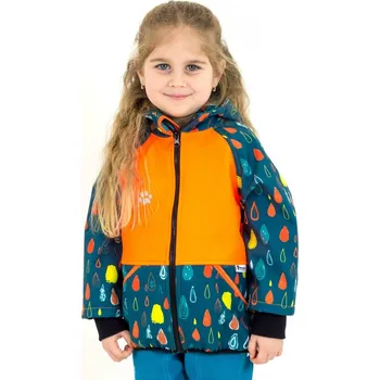 Kocour Mourek Bunda softshellová KAPKY s oranžovou s fleecem Velikost 110/116
