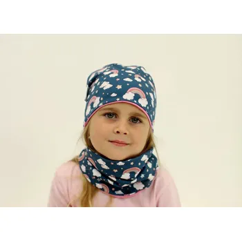 Čepice KocourMourek SET Čepice + Nákrčník DUHY Velikost 48-50