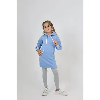Dívčí šaty Kocour Mourek Mikinošaty BLANKYTNĚ MODRÉ s balónovými rukávy Velikost 116