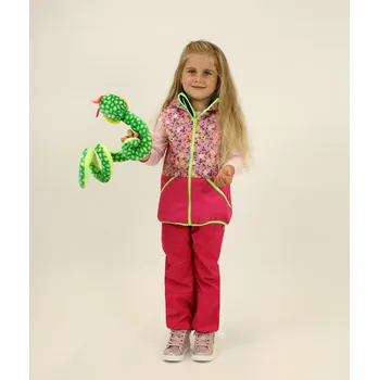 Kocour Mourek Softshellová dětská vesta KYTIČKY s růžovou Velikost 128/134