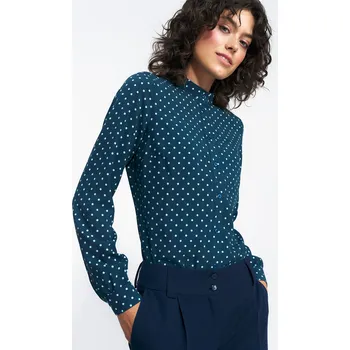 Dámská halenka Halenka se stojáčkem a puntíky B155 NIFE Barva: Zelená, Velikost: M