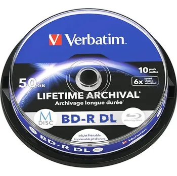 Optické médium VERBATIM M-DISC BD-R DL 50GB, 6x, printable, spindle 10 ks