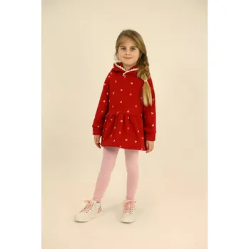 Dívčí šaty KocourMourek Mikinošaty ČERVENÉ se srdíčky Velikost 104