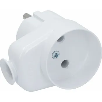 Elektroinstalační materiál TIMEX-Elektro Úhlová zástrčka s b/u zásuvkou 16A 2P 250V bílá (WT-6U/G)