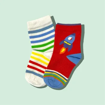 Dětské bavlněné ponožky 2 páry - motiv raketa Velikosti dětské II: 20 - 24