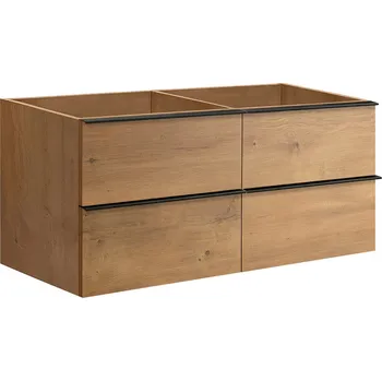 Koupelnový nábytek CERANO - Koupelnová skříňka pod umyvadlo s úchytkou Velora - dub medový, černá úchytka - 119x53x45,2 cm