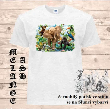 Chlapecké tričko detske-tricko_uv_potisk_slon_zviratka Barva: Heather grey - vřesově šedá, velikost: 104