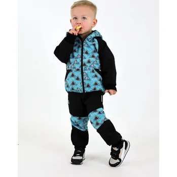 Chlapecká bunda Kocour Mourek Bunda softshellová ŽRALOK s černou s fleecem Velikost 122/128