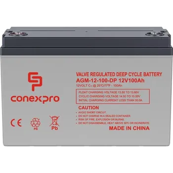 Trakční baterie Baterie Conexpro AGM-12-100-DP VRLA AGM 12V/100Ah, M8, Deep cycle, živ. 10 let