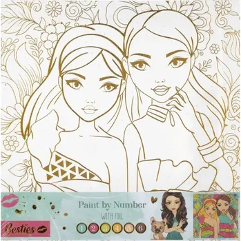 Diamantové malování SMT Creatoys s.r.o. Malování na plátno se zlatou konturou, Dvě dívky