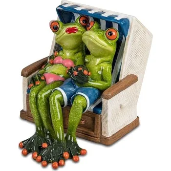 Zahradní dekorace Formano Žabí pár v plážovém křesle 16 cm Figurka Vtipná žába Dekorace Barevná