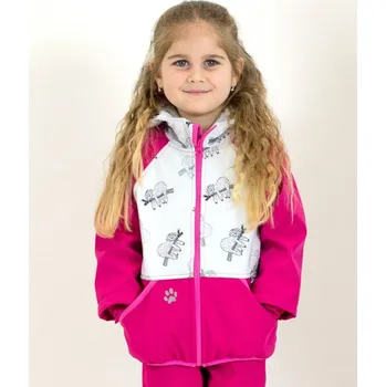 Chlapecká bunda Kocour Mourek Bunda softshellová LENOCHODI s růžovou s fleecem Velikost 146/152