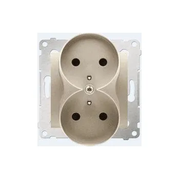 Elektrická zásuvka Kontaktní - Simon Simon54 Socket Double Z/U 16A IP20 se zlatým clonou - DGZ2MZ.01/44