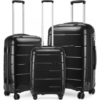 Kono K1997L Sada 3 kufry spinner 55cm 65cm 74cm Černý Polypropylen