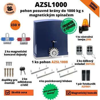 Pohon brány AZSL1000 - pohon posuvné brány do 1000 kg s magnetickým koncovým spínačem - AZSL1000 - pohon posuvné brány do 1000 Kg s magnetickým koncovým dorazem