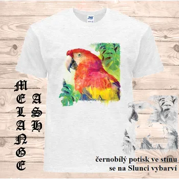 detske-bavlnene_tricko_uv_potisk_hlava_papouska Barva: Heather grey - vřesově šedá, velikost: 164