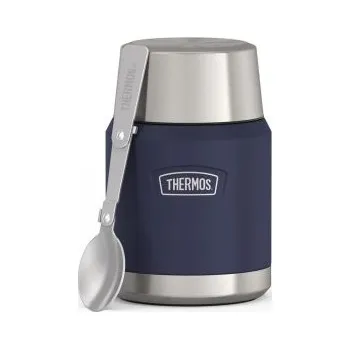 Thermos Icon 470 ml se skládací lžící a šálkem námořnická modrá Modrá termoska na jídlo + DÁREK DLE VÝBĚRU!